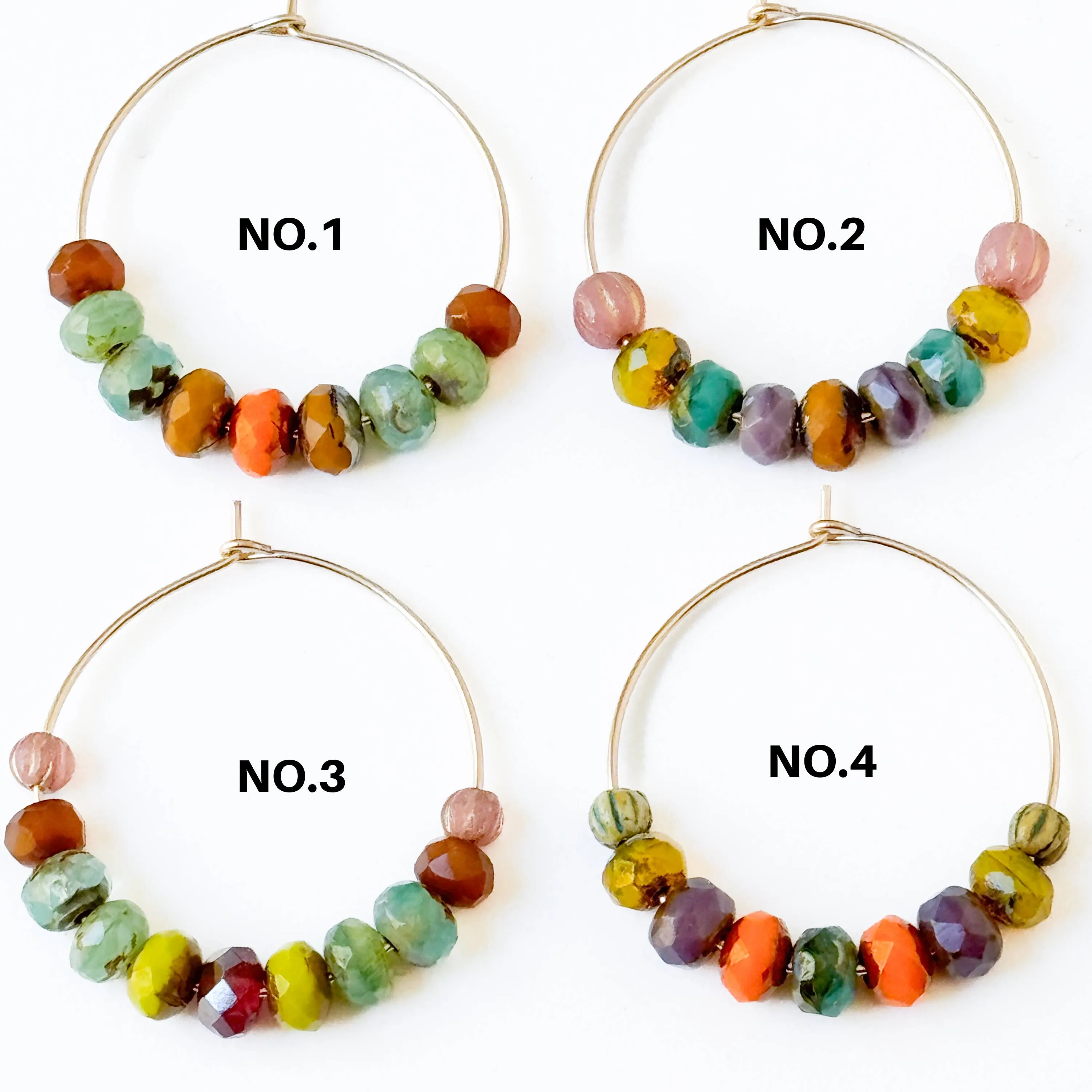 Gold-filled Hoops with small Vibrant Colorful beads