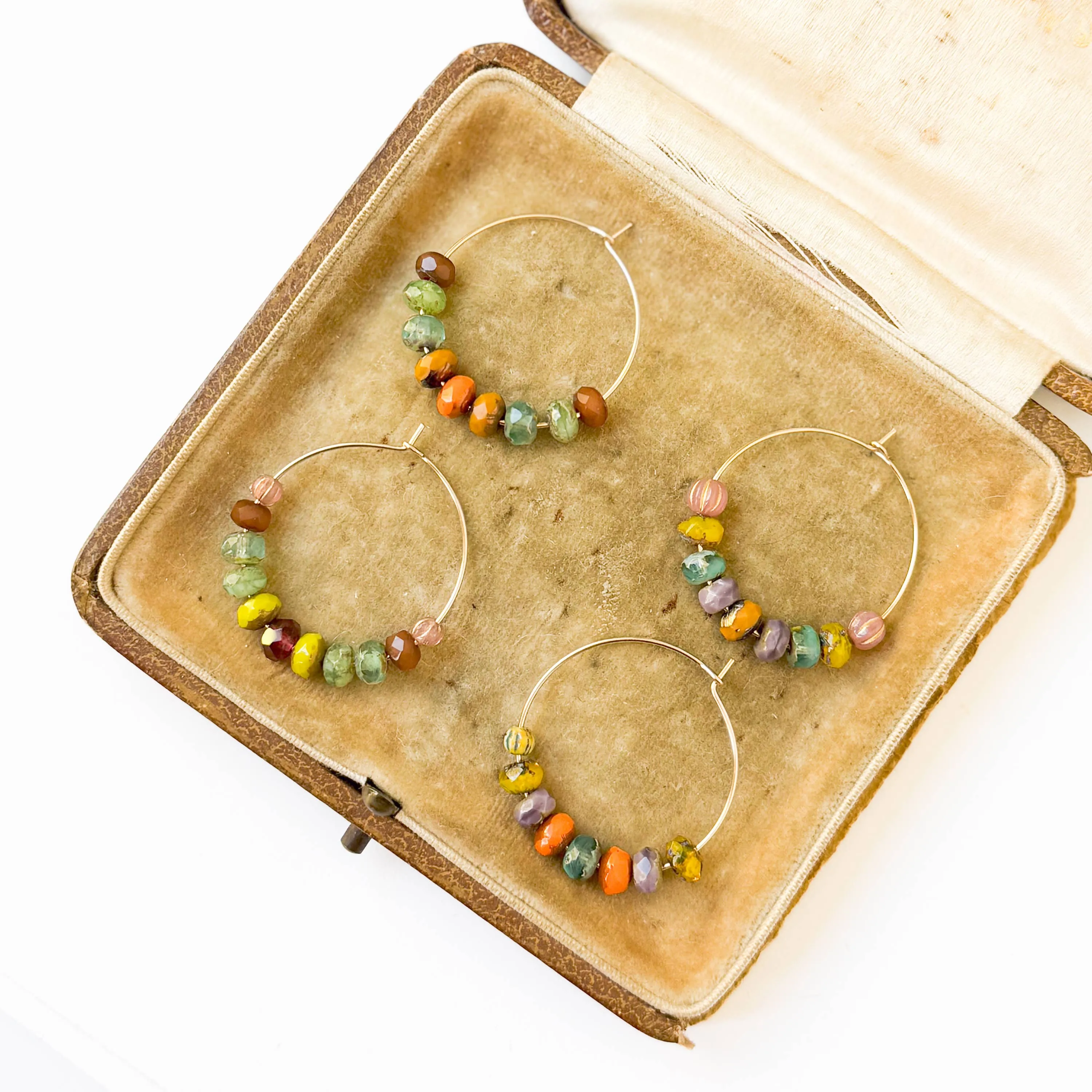 Gold-filled Hoops with small Vibrant Colorful beads