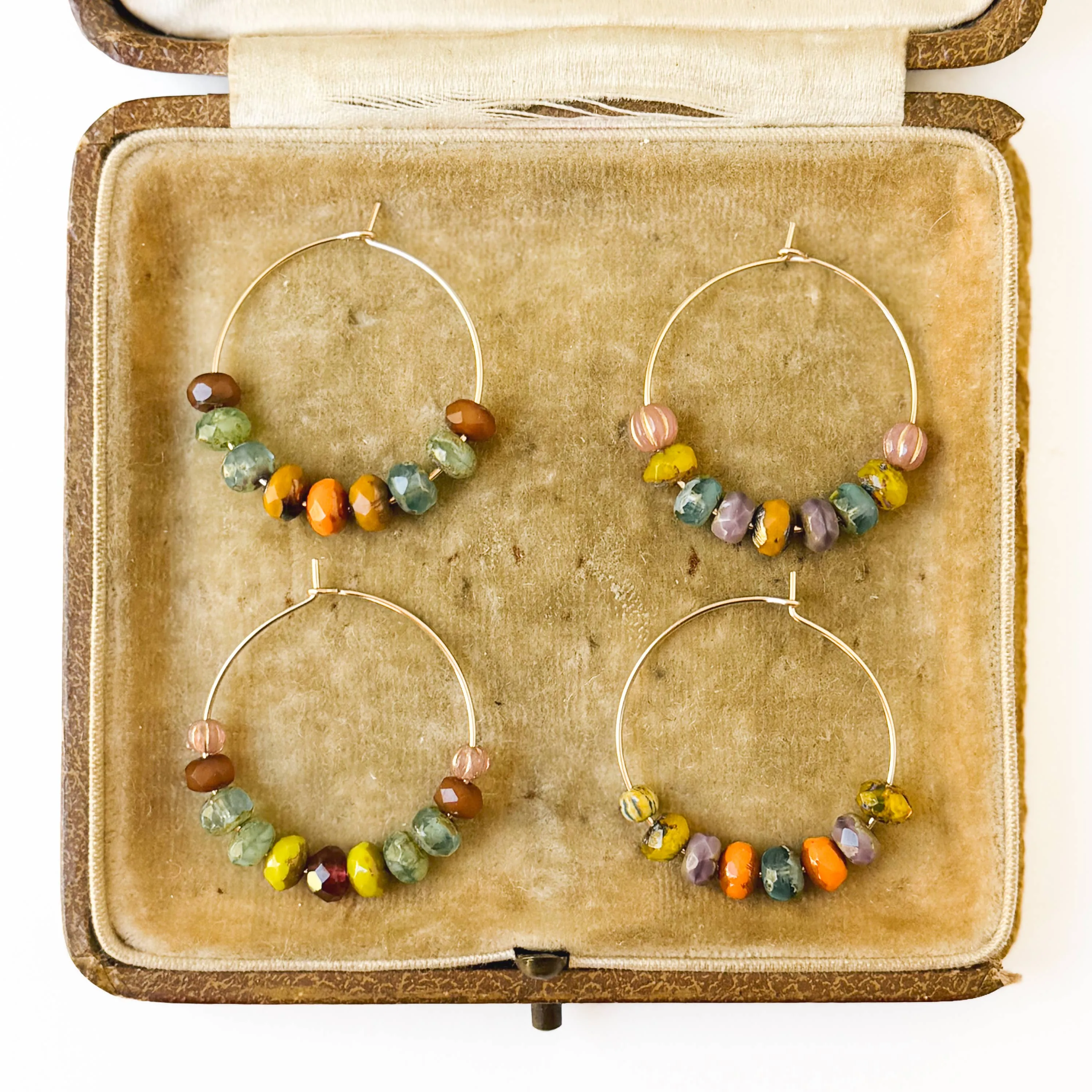 Gold-filled Hoops with small Vibrant Colorful beads