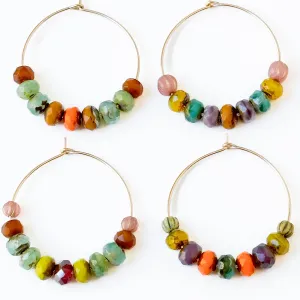 Gold-filled Hoops with small Vibrant Colorful beads