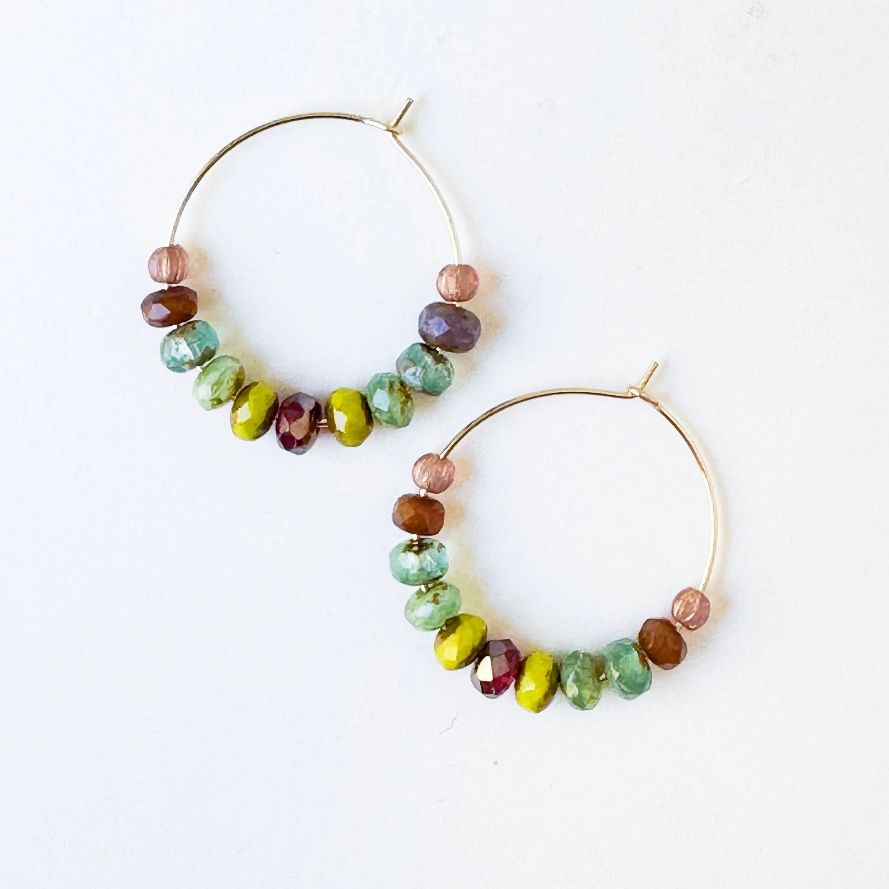 Gold-filled Hoops with small Vibrant Colorful beads