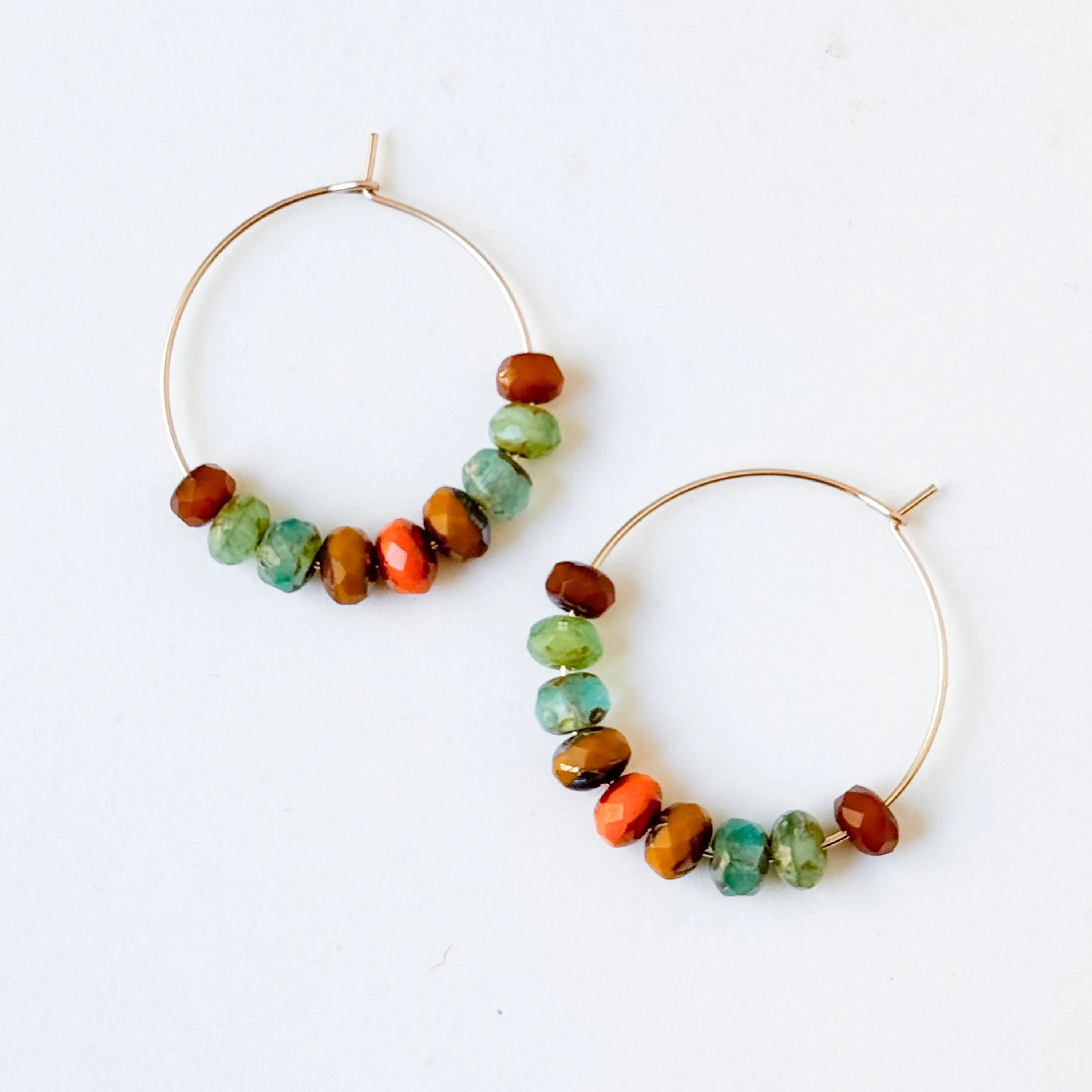 Gold-filled Hoops with small Vibrant Colorful beads