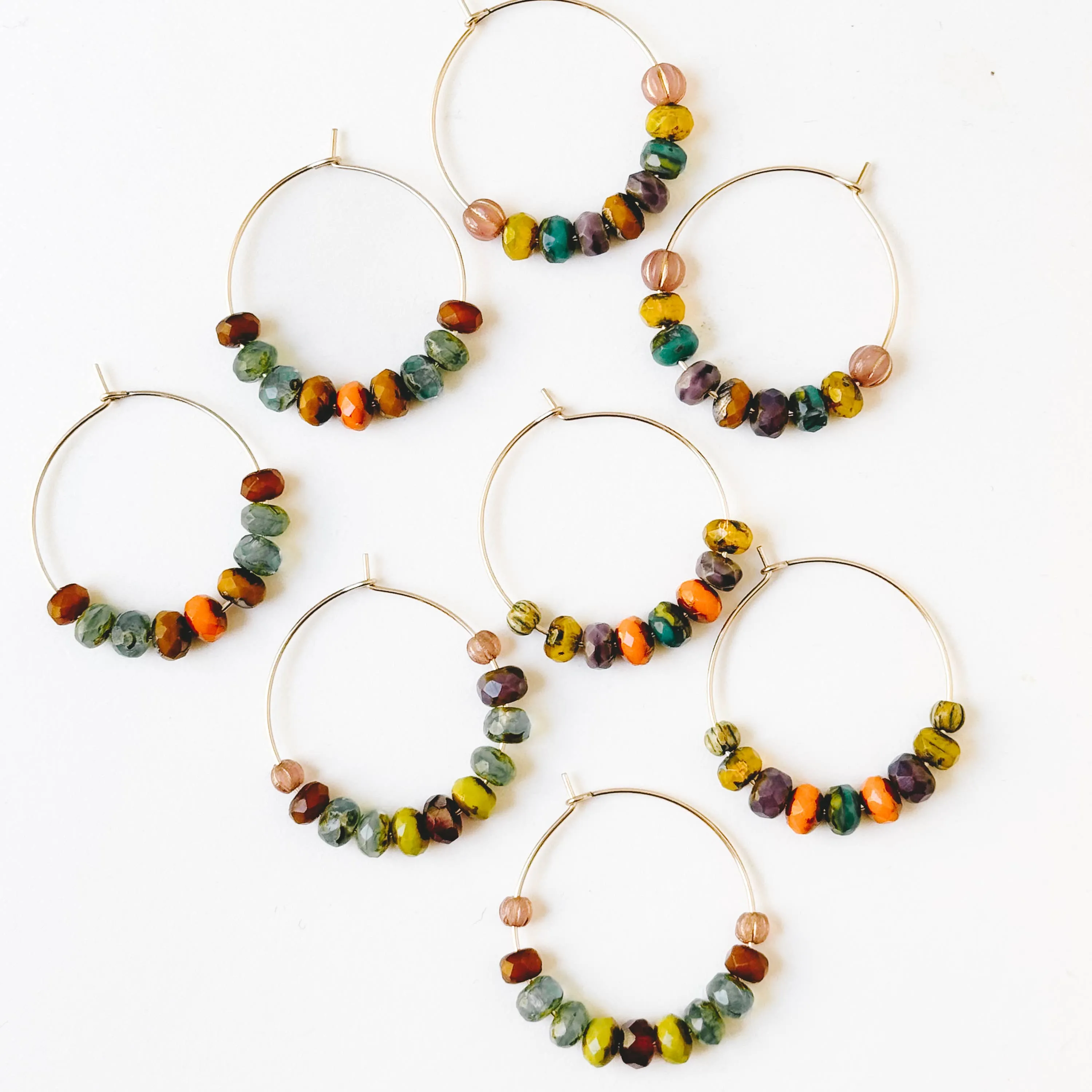 Gold-filled Hoops with small Vibrant Colorful beads