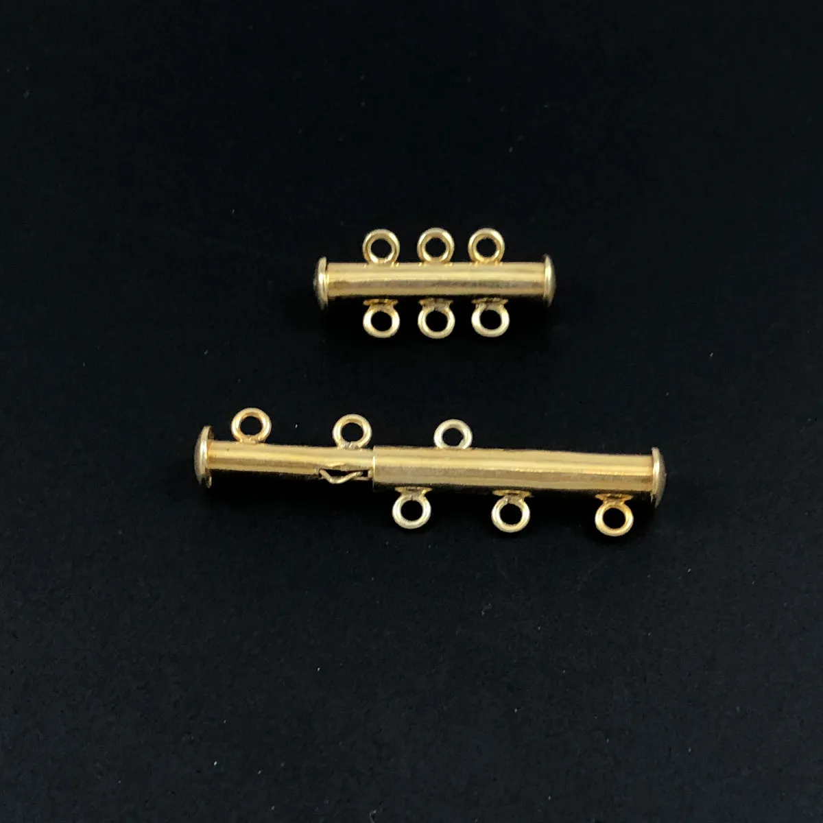 Gold Plated Tube Clasp Triple Strand