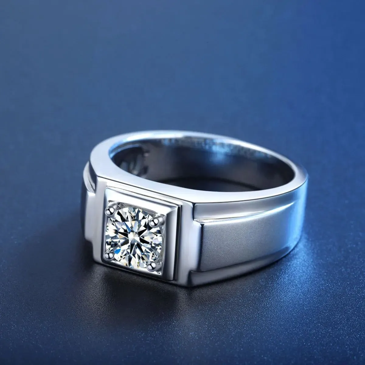 High Quality Rings Mens 6.5mm Moissanite Diamond Silver Ring