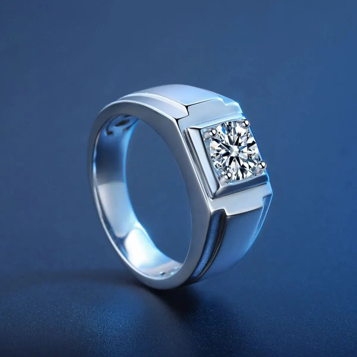 High Quality Rings Mens 6.5mm Moissanite Diamond Silver Ring