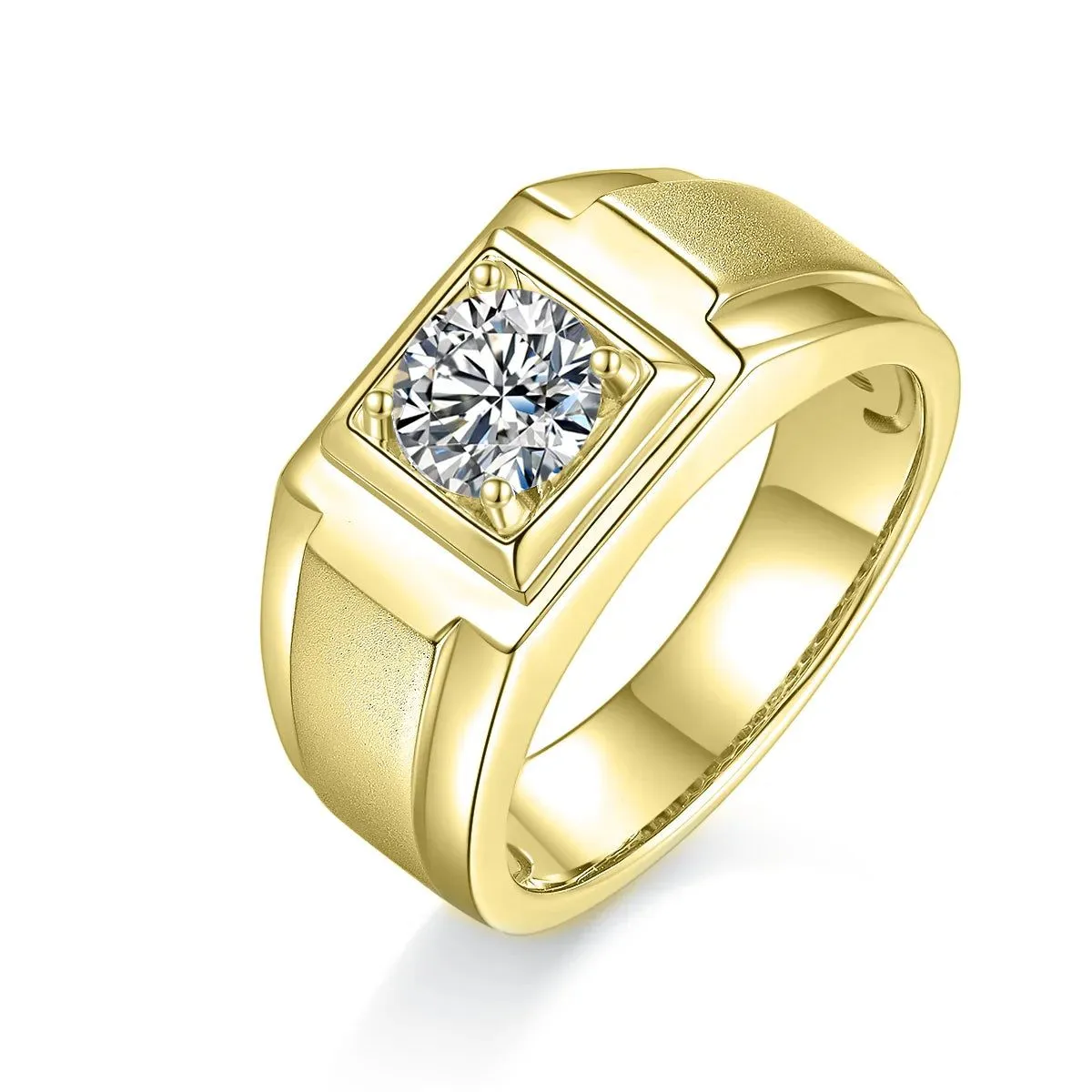 High Quality Rings Mens 6.5mm Moissanite Diamond Silver Ring