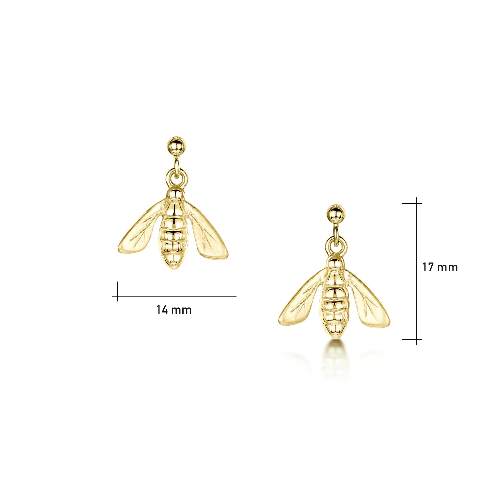 Honeybee Small Drop Earrings in 9ct Yellow Gold