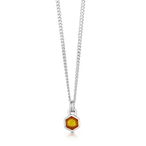 Honeycomb Petite Silver Pendant in Honey Enamel