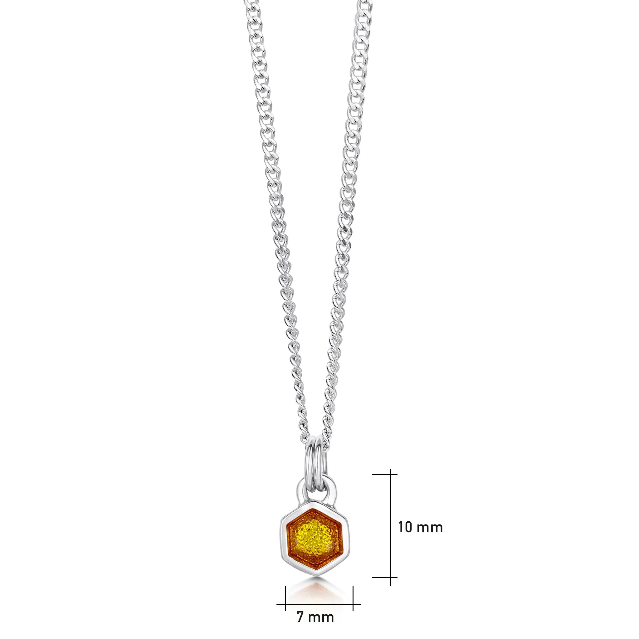 Honeycomb Petite Silver Pendant in Honey Enamel