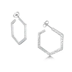 Honeycomb Small Sterling Silver Hoop Earrings