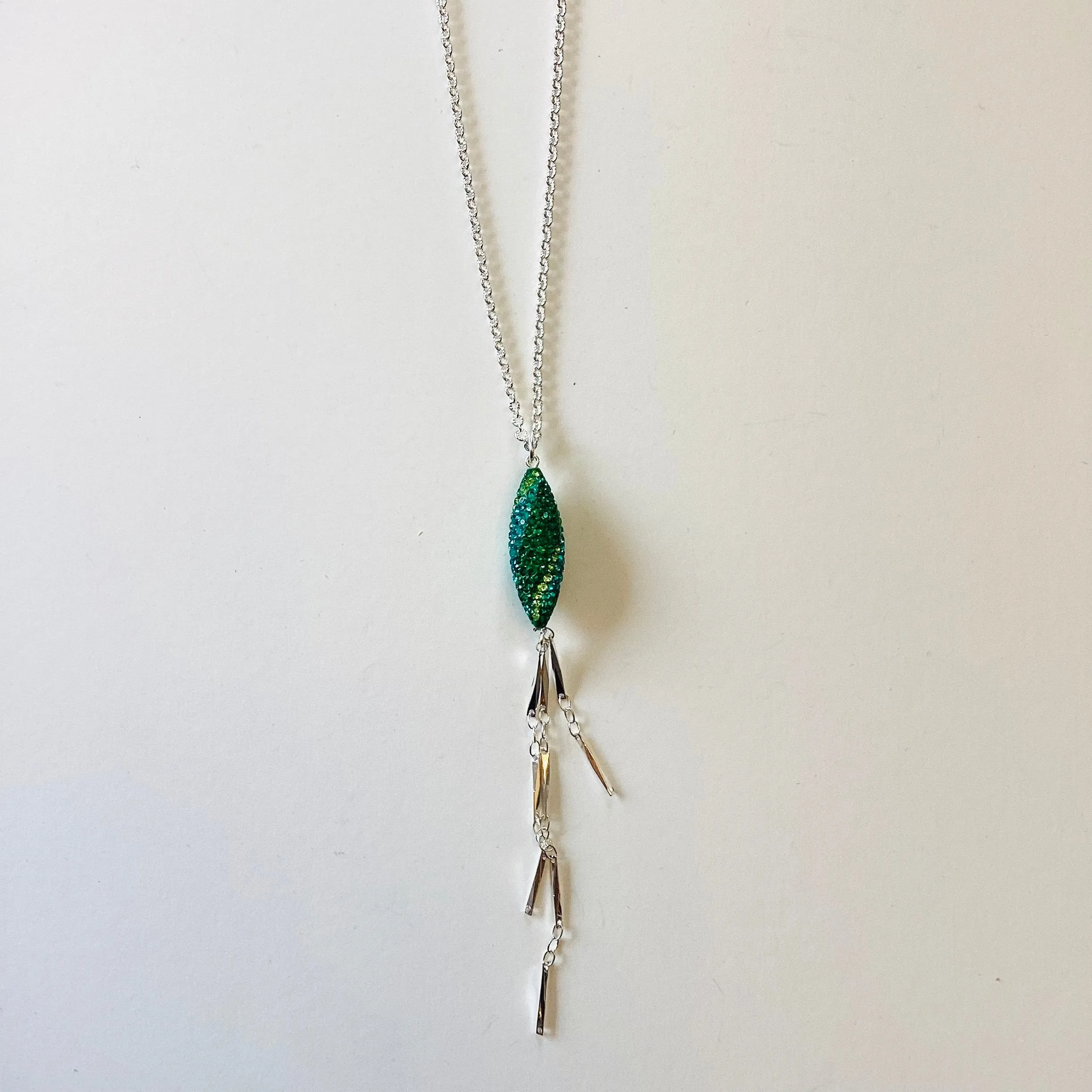 Hues of Green Swirl Long Necklace