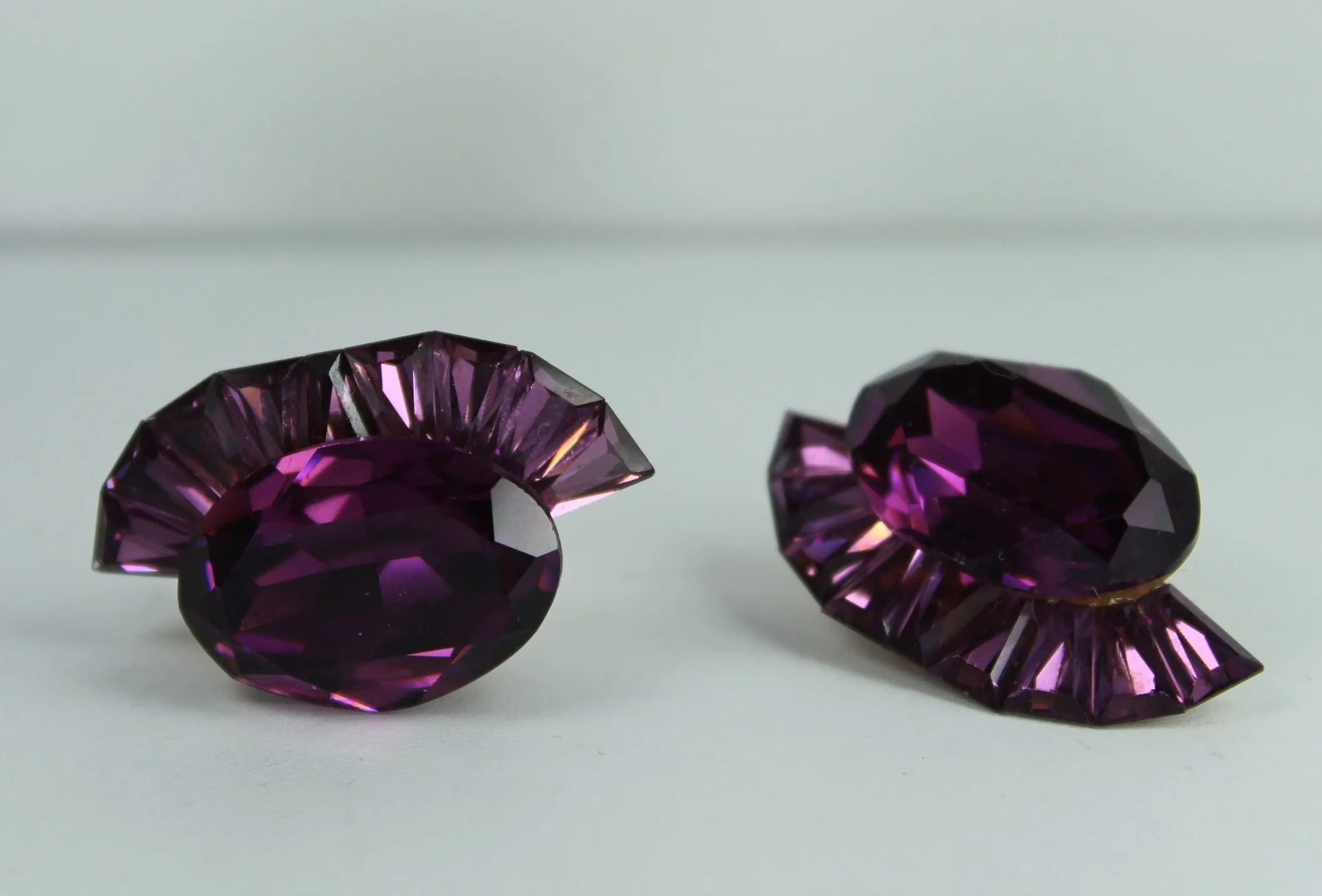 Huge Earrings Deep Amethyst Color Faceted Brilliant Runway Vibrant