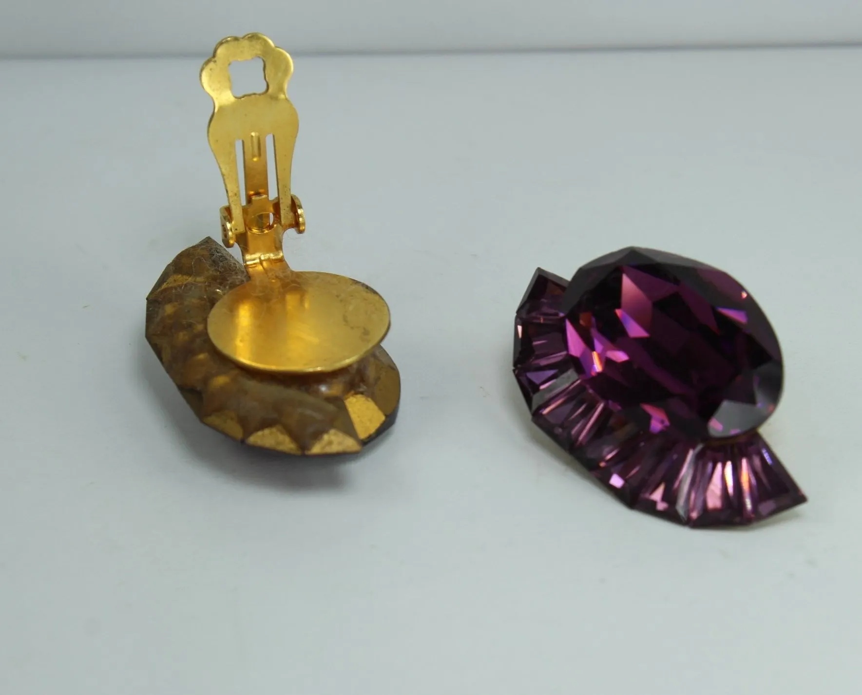 Huge Earrings Deep Amethyst Color Faceted Brilliant Runway Vibrant