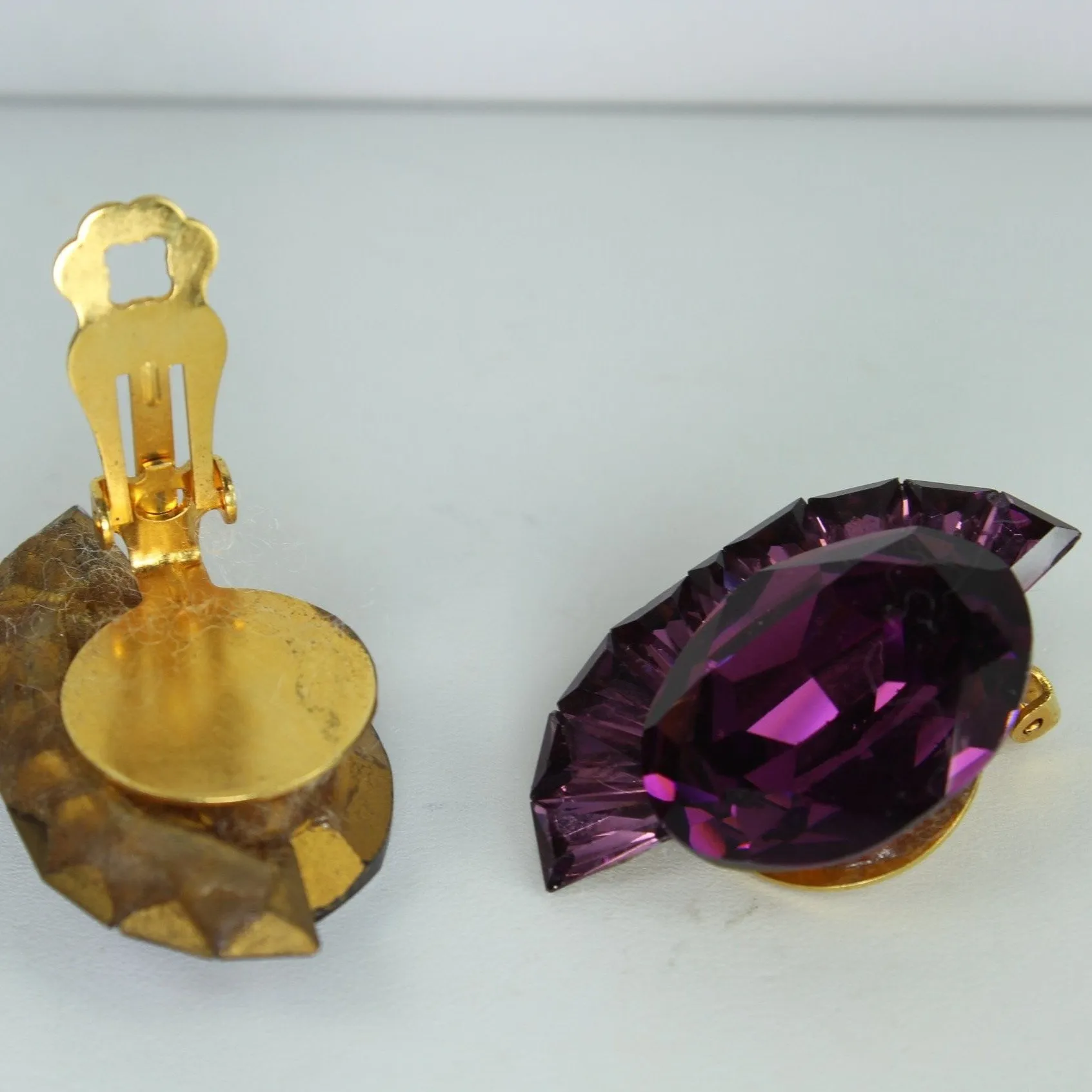 Huge Earrings Deep Amethyst Color Faceted Brilliant Runway Vibrant