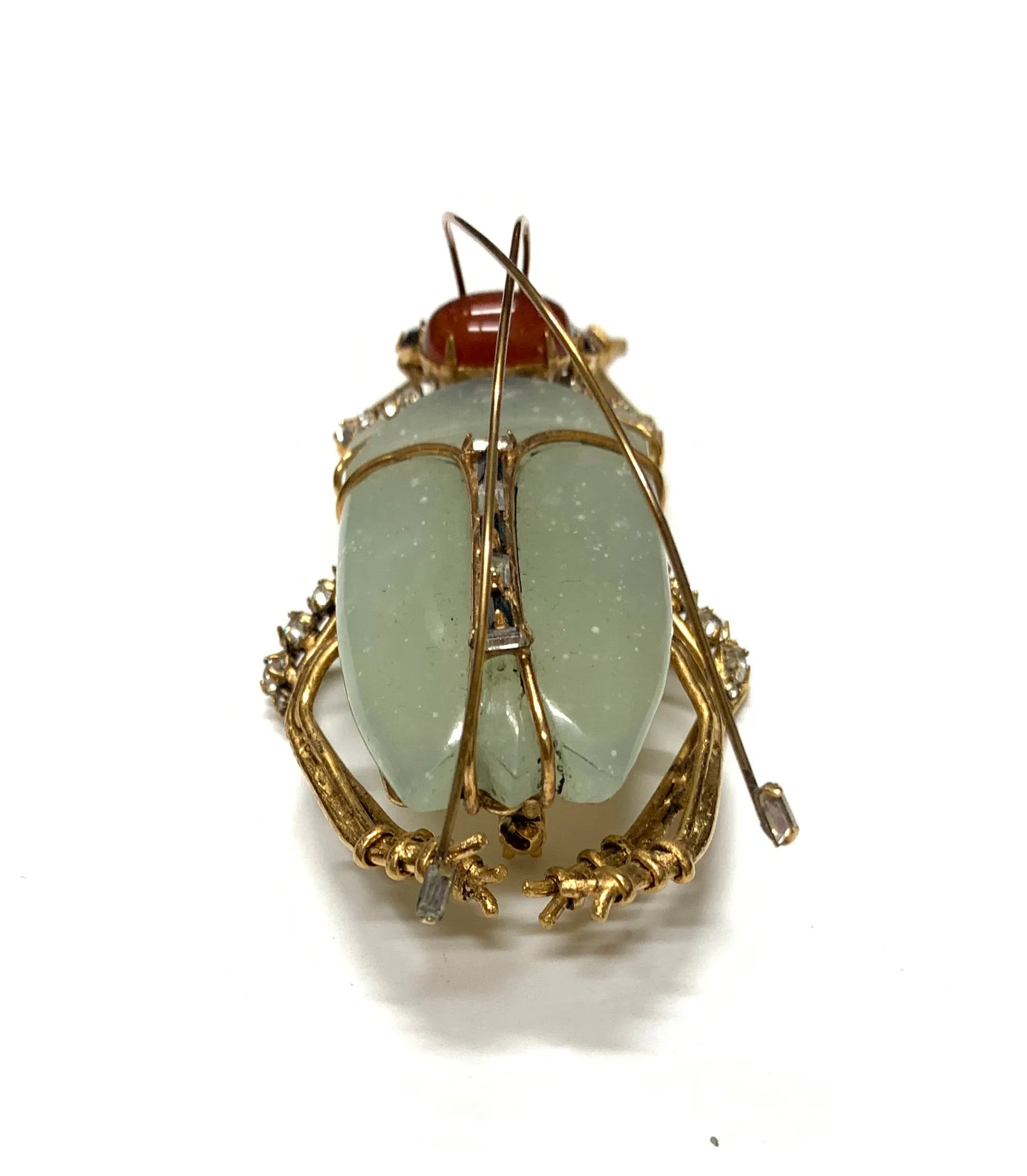 IRADJ MOINI JADE/CARNELIAN BEETLE BROOCH