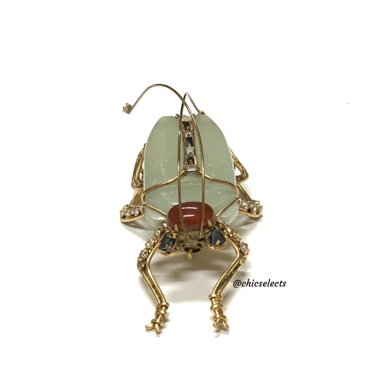IRADJ MOINI JADE/CARNELIAN BEETLE BROOCH