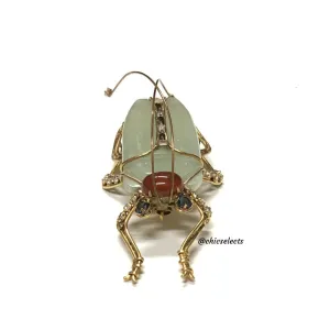 IRADJ MOINI JADE/CARNELIAN BEETLE BROOCH