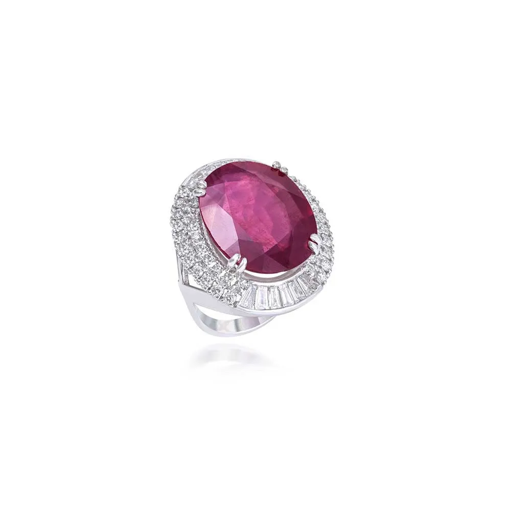Kaj Fine Jewellery Ruby and Diamond Cocktail Ring in 18KT White Gold