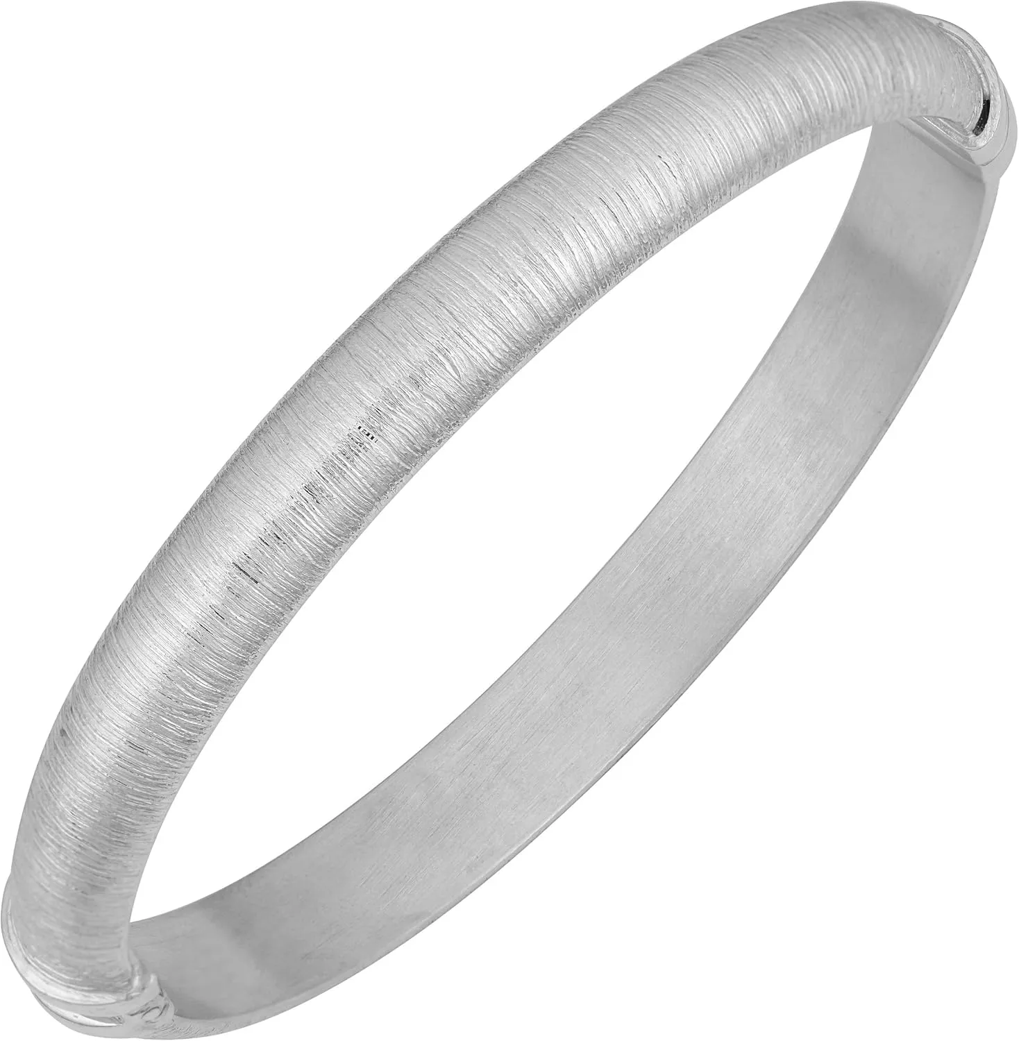 Kooljewelry Platinum plated Sterling Silver Brushed Oval Bangle Bracelet
