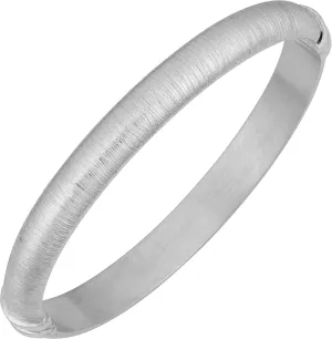 Kooljewelry Platinum plated Sterling Silver Brushed Oval Bangle Bracelet