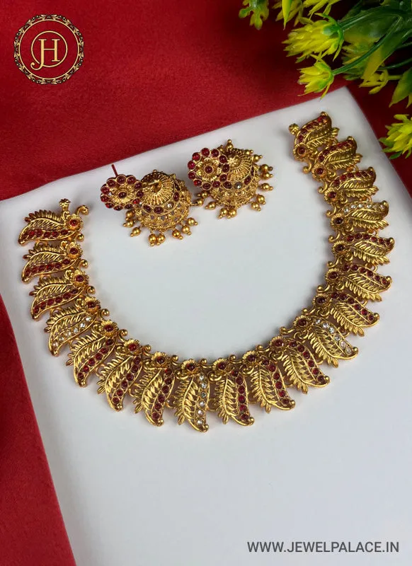Latest Gold Plated Antique Necklace With Earrings JH2378