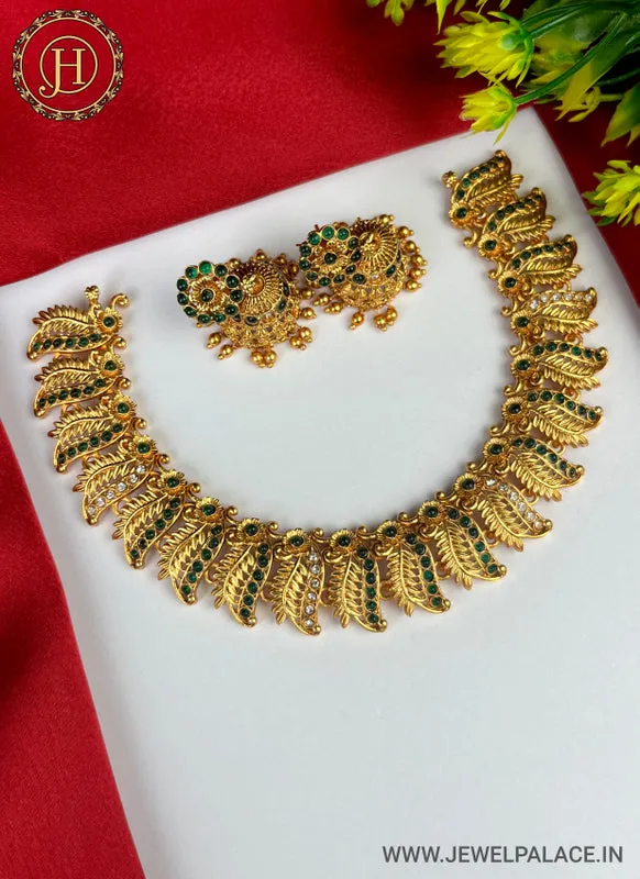 Latest Gold Plated Antique Necklace With Earrings JH2378