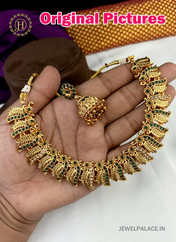 Latest Gold Plated Antique Necklace With Earrings JH2378