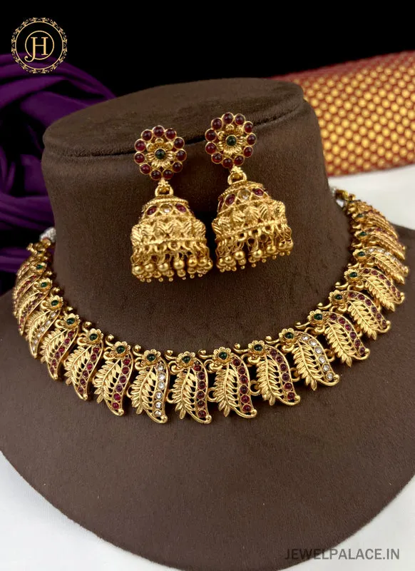 Latest Gold Plated Antique Necklace With Earrings JH2378