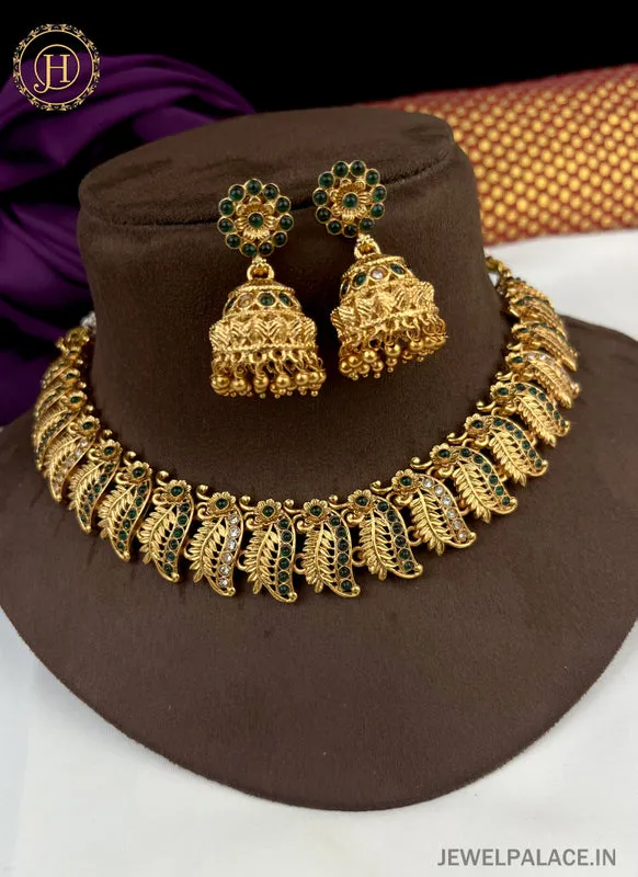 Latest Gold Plated Antique Necklace With Earrings JH2378