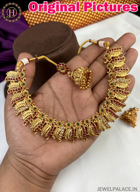 Latest Gold Plated Antique Necklace With Earrings JH2378