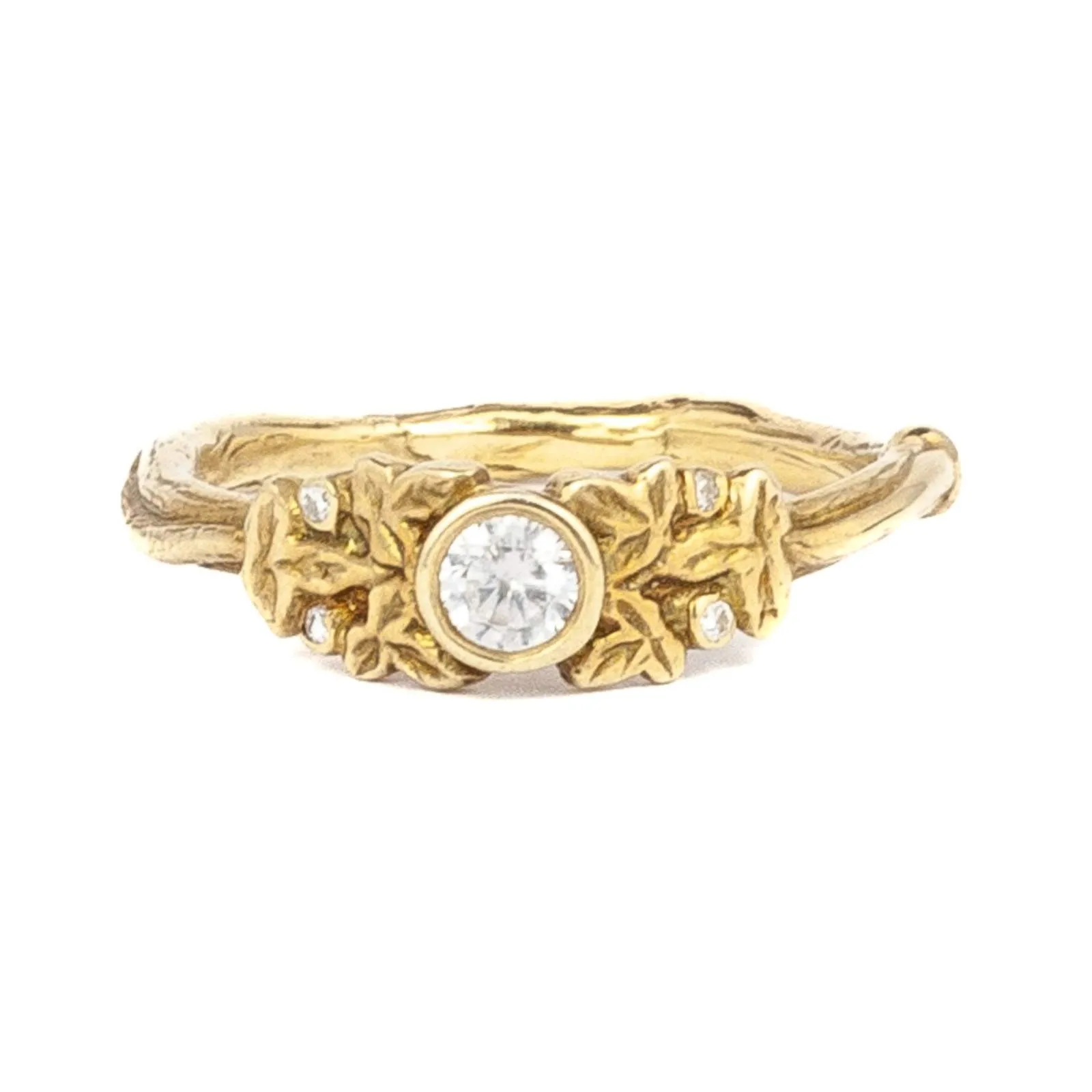 Leafy Diamond Cluster Engagement Ring