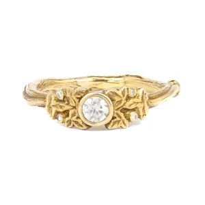 Leafy Diamond Cluster Engagement Ring