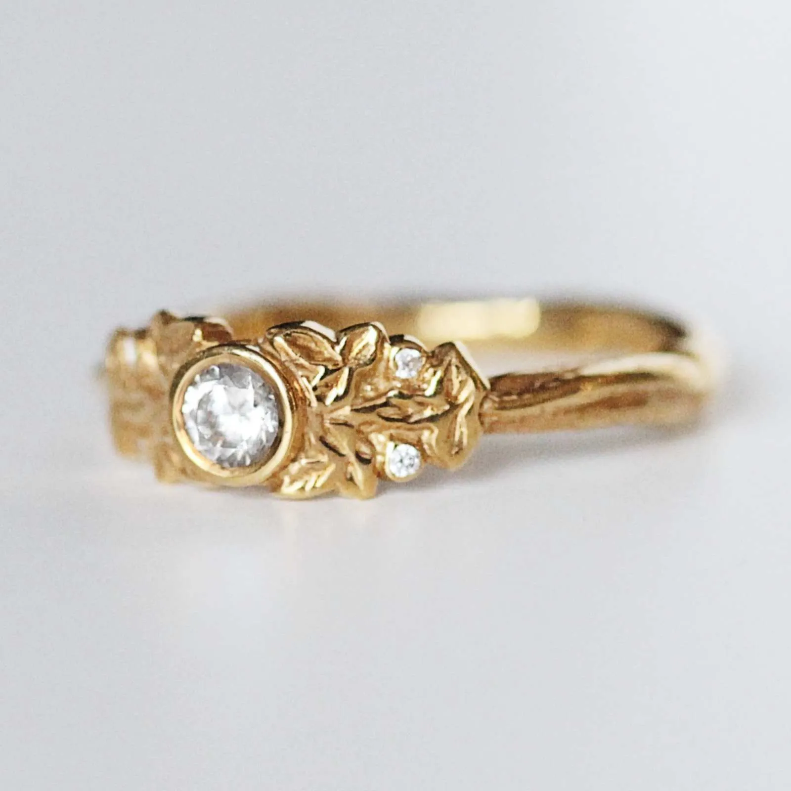 Leafy Diamond Cluster Engagement Ring