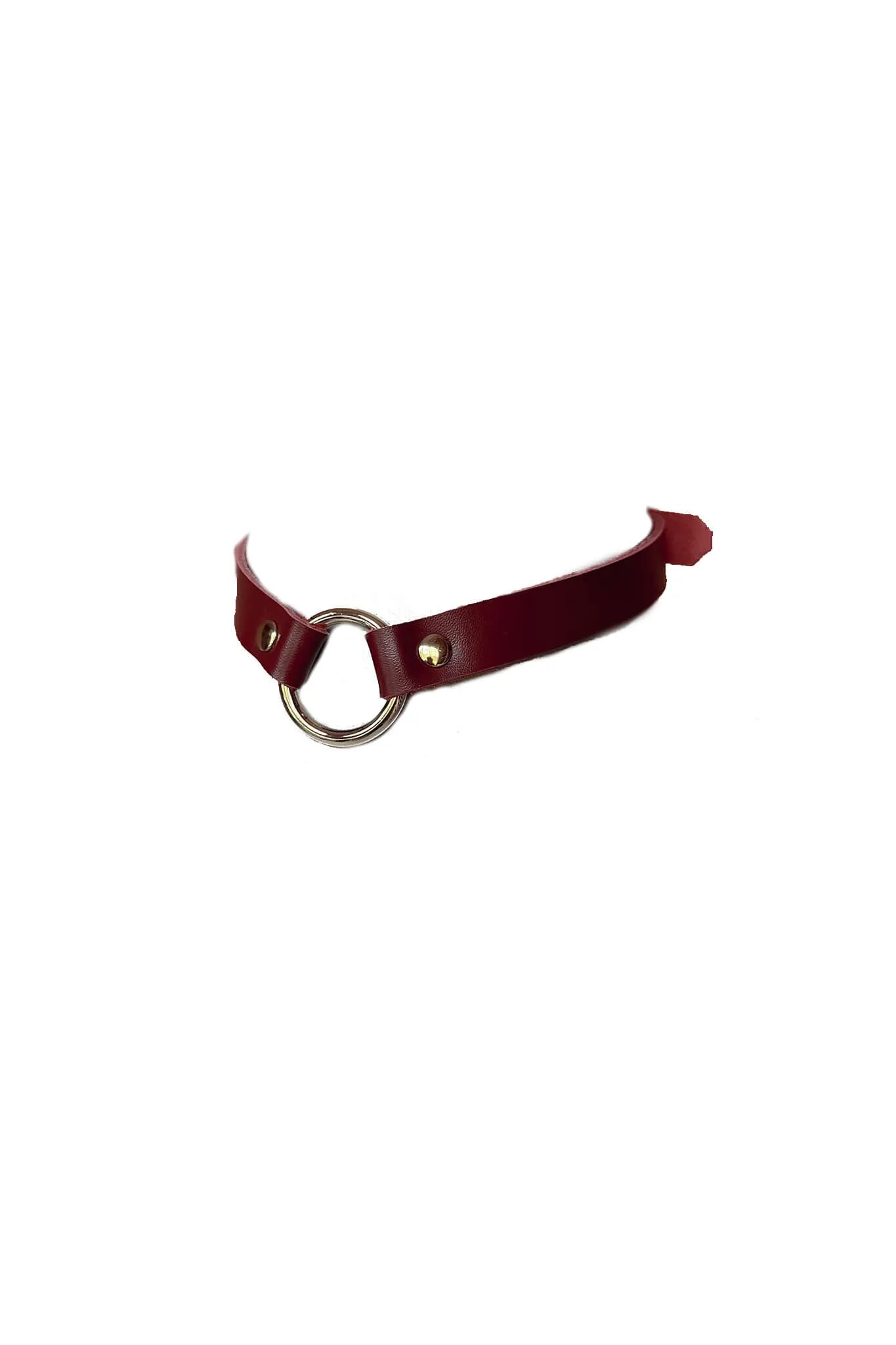 Leather Collar  Dark Ruby