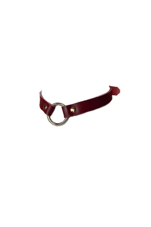 Leather Collar  Dark Ruby