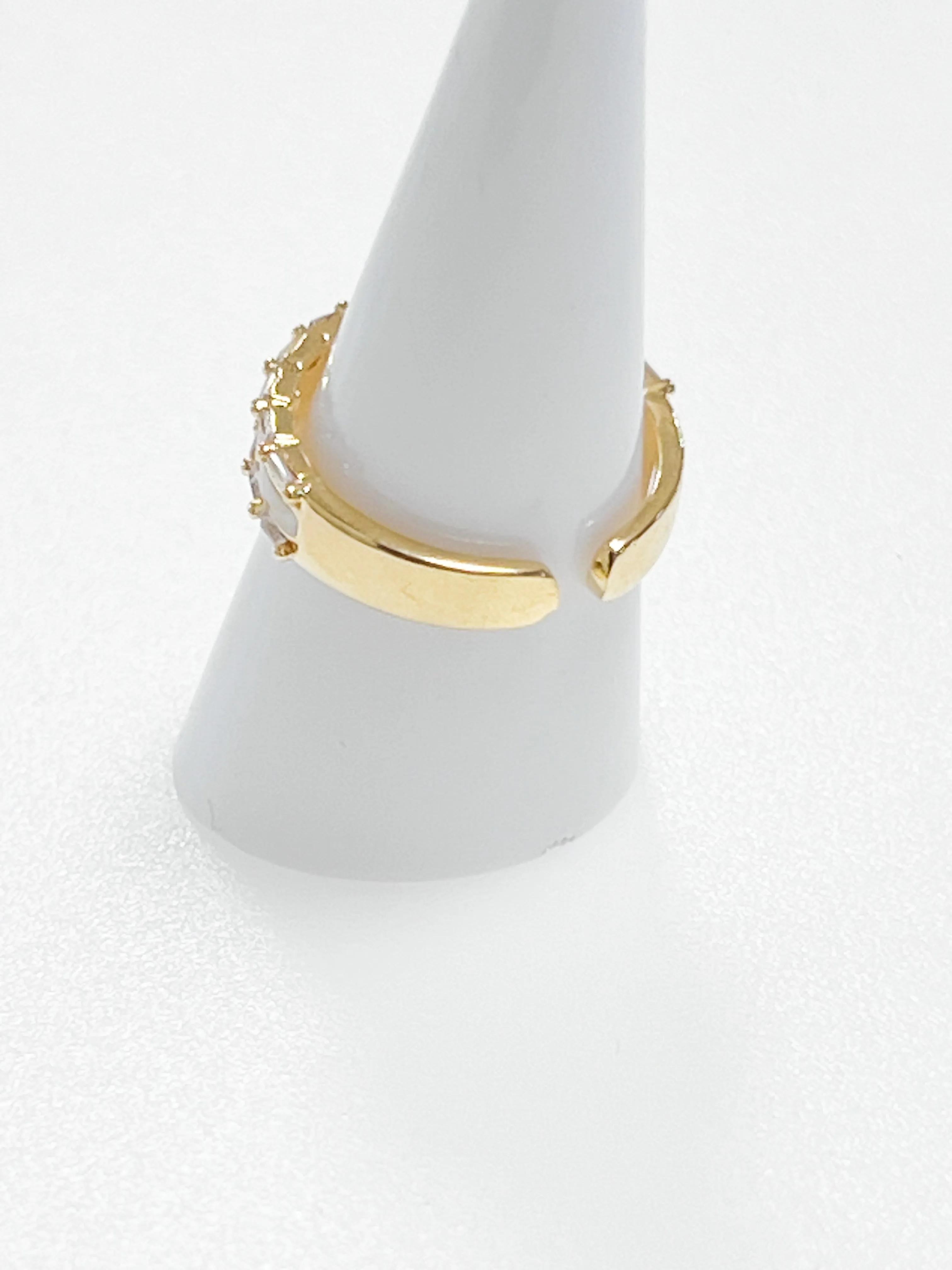 Leslie - Enamel   Gold Ring w/ Baguette Rhinestones
