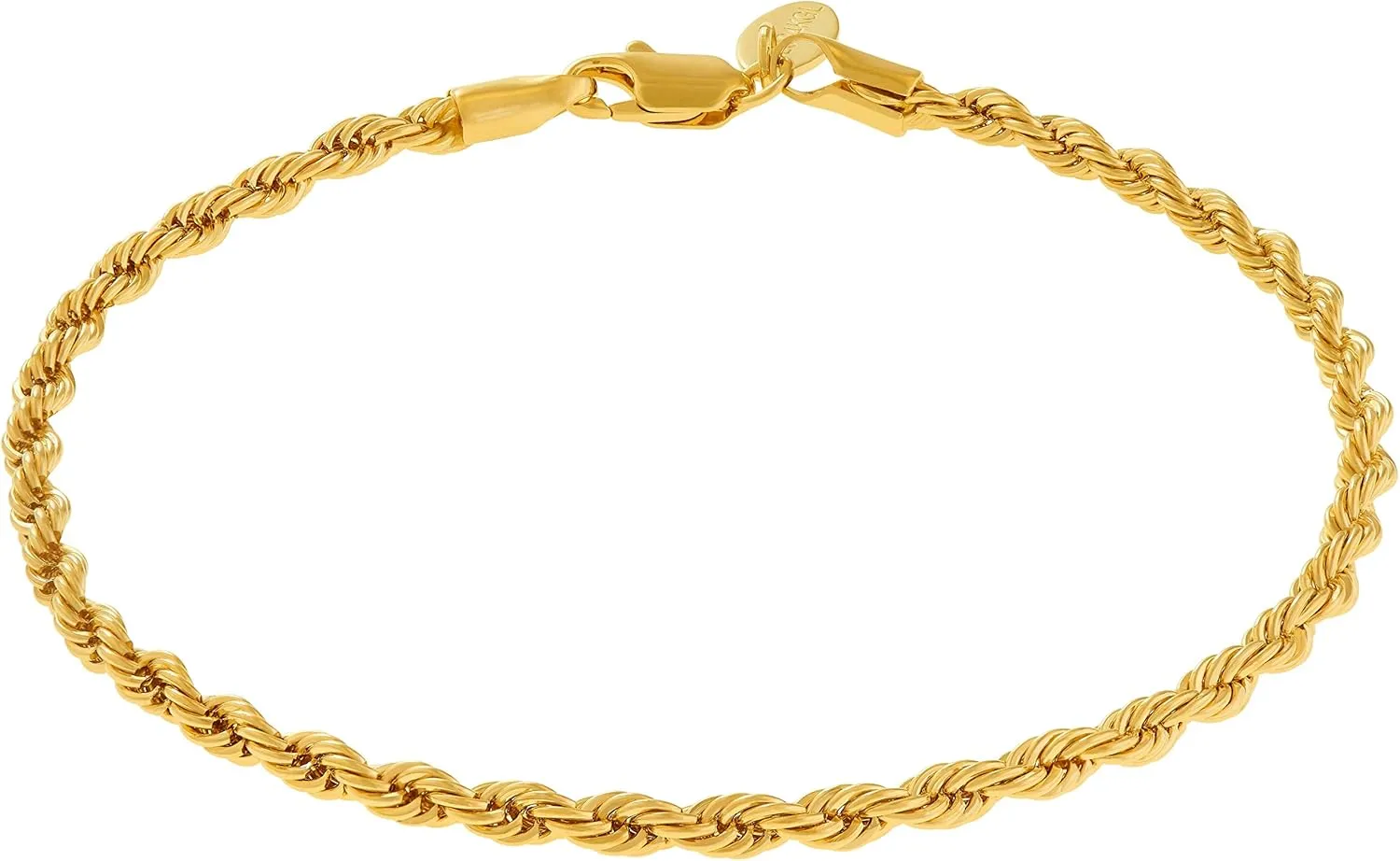 LIFETIME JEWELRY Womens Gold Anklet 4mm Rope Chain Ankle Bracelet 24k Real Gold Plated