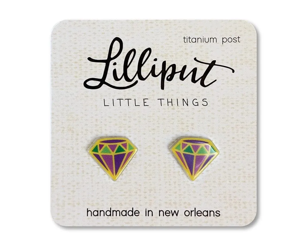 Lilliput Little Things Mardi Gras Diamond Earrings