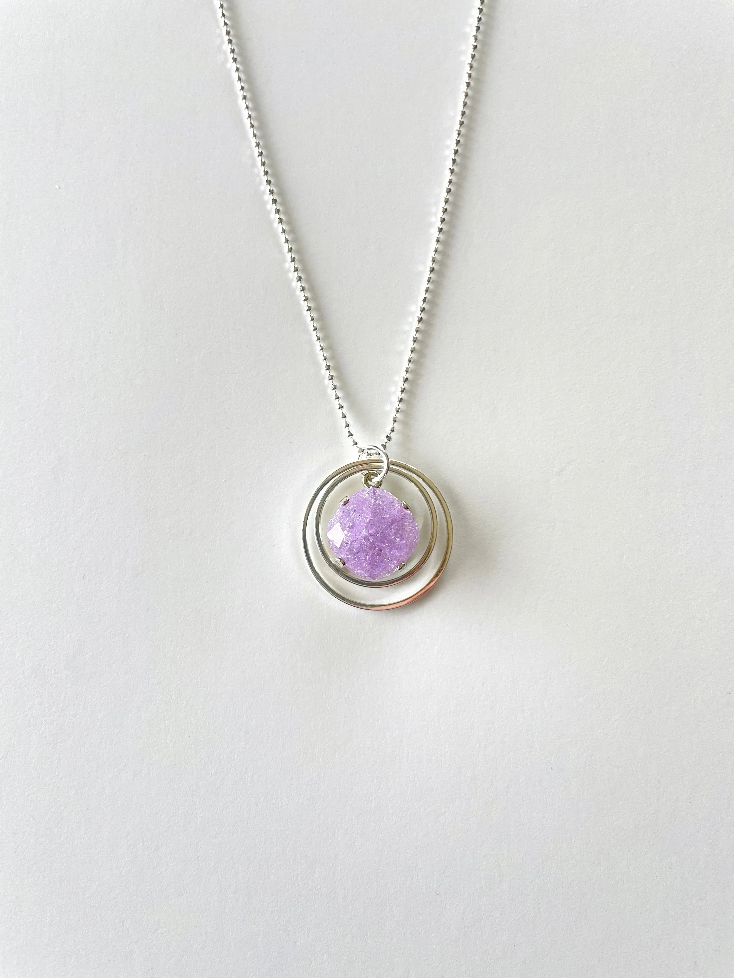 Loopy Square Cushion Necklace in Violet Ice