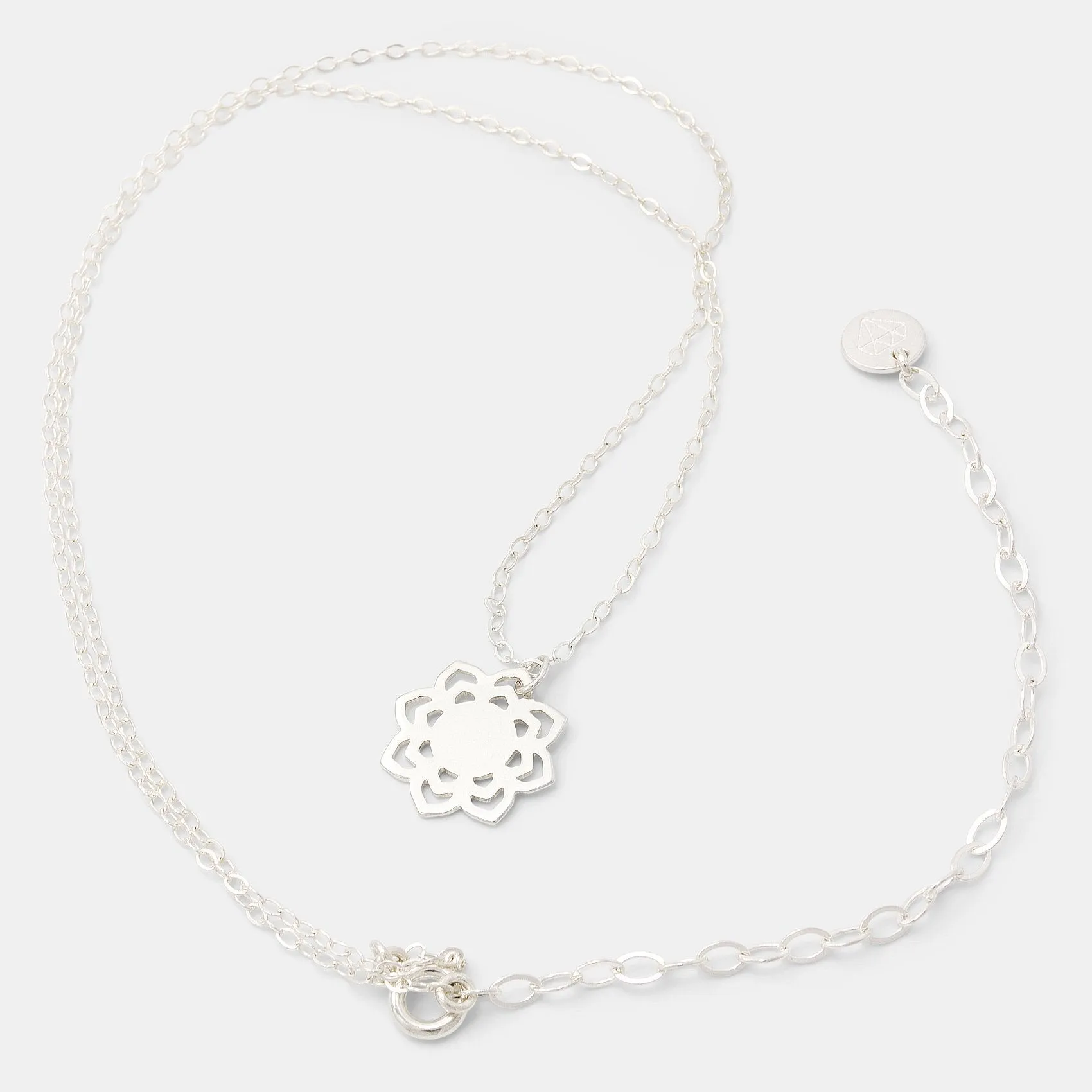 Lotus Flower Silver Pendant Necklace