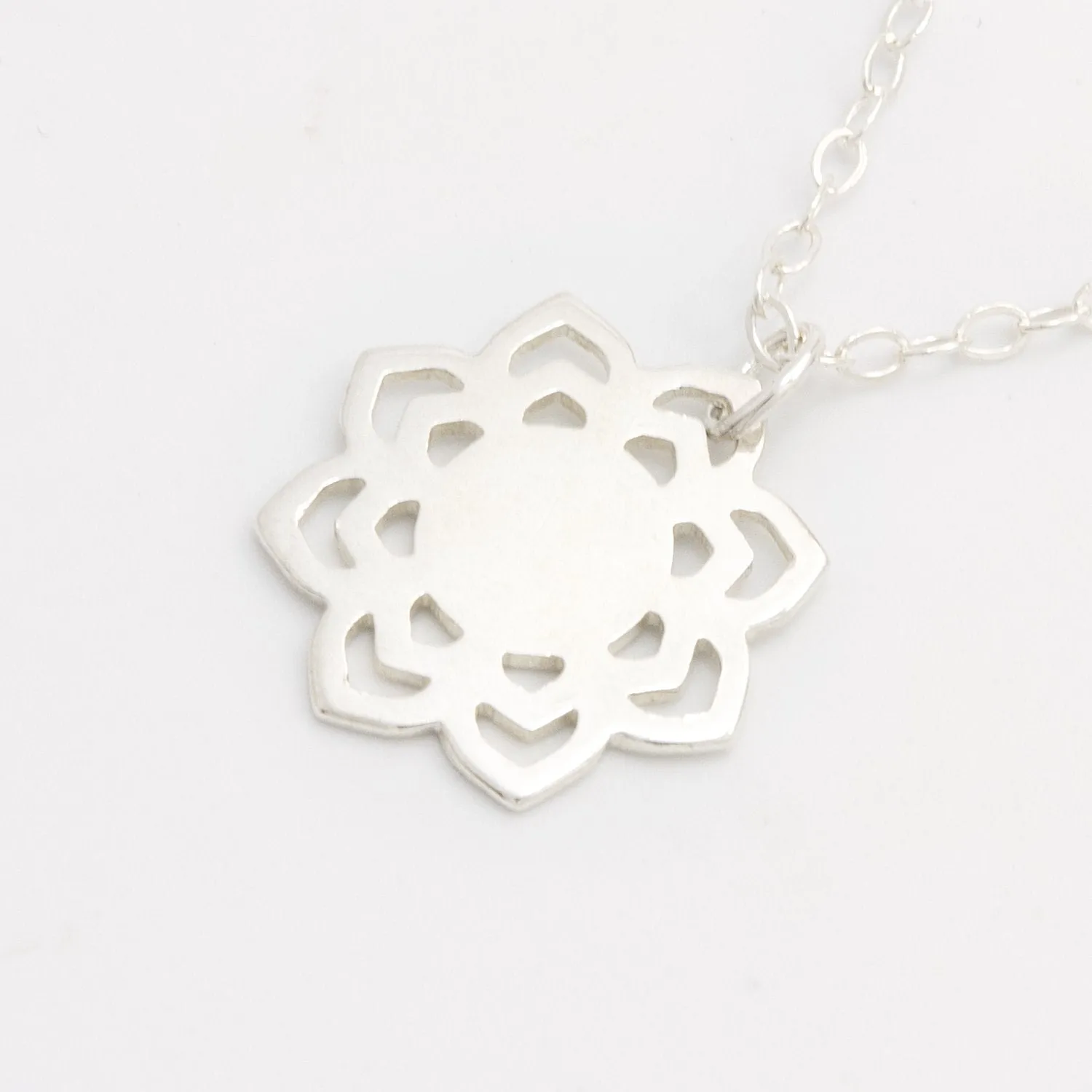 Lotus Flower Silver Pendant Necklace