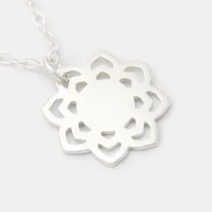 Lotus Flower Silver Pendant Necklace