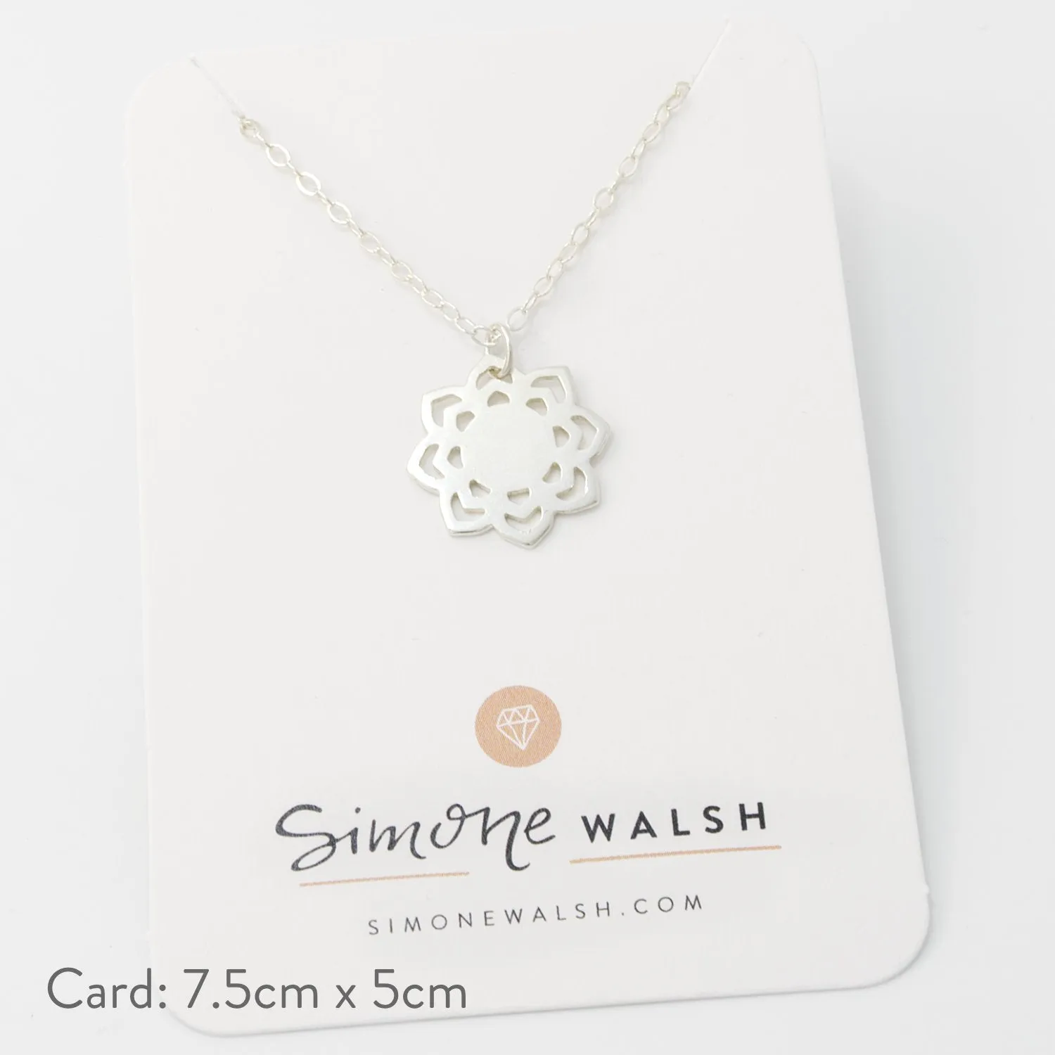 Lotus Flower Silver Pendant Necklace