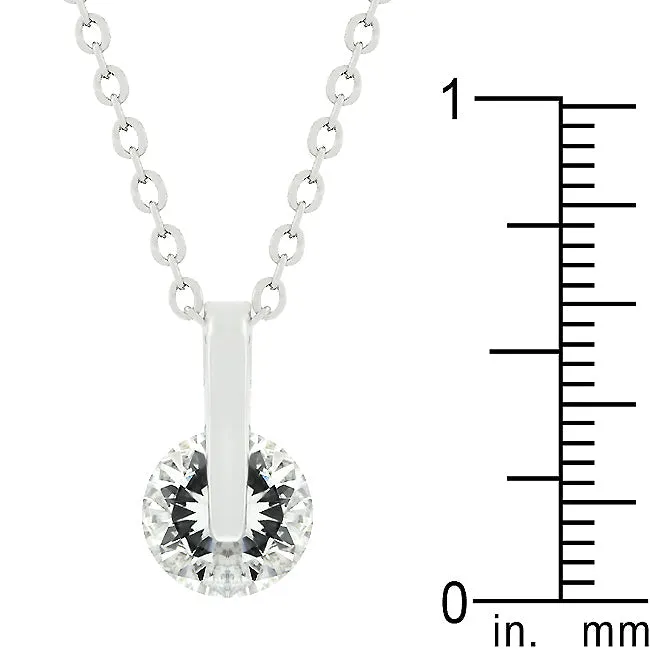 LOVCIA Elegant Round Cubic Zirconia Solitaire Necklace
