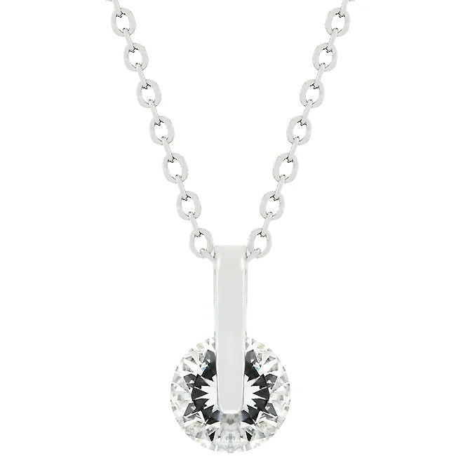LOVCIA Elegant Round Cubic Zirconia Solitaire Necklace