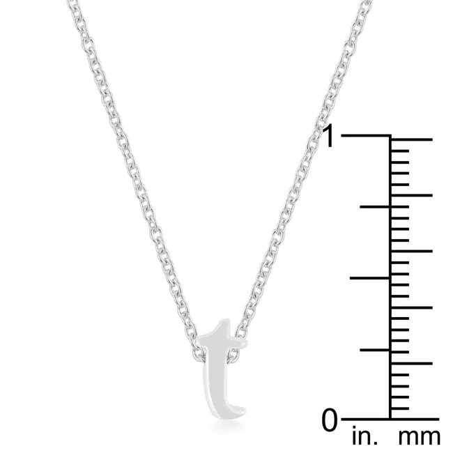 LOVCIA Rhodium Shiny Initial T Necklace