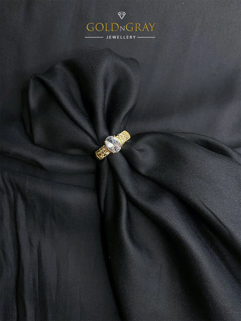 Luxury Gemstone Cocktail Ring Set with Crystal-Encrusted Bands