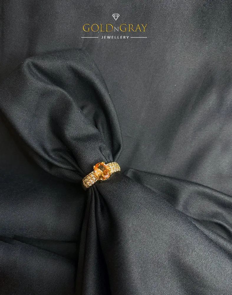 Luxury Gemstone Cocktail Ring Set with Crystal-Encrusted Bands