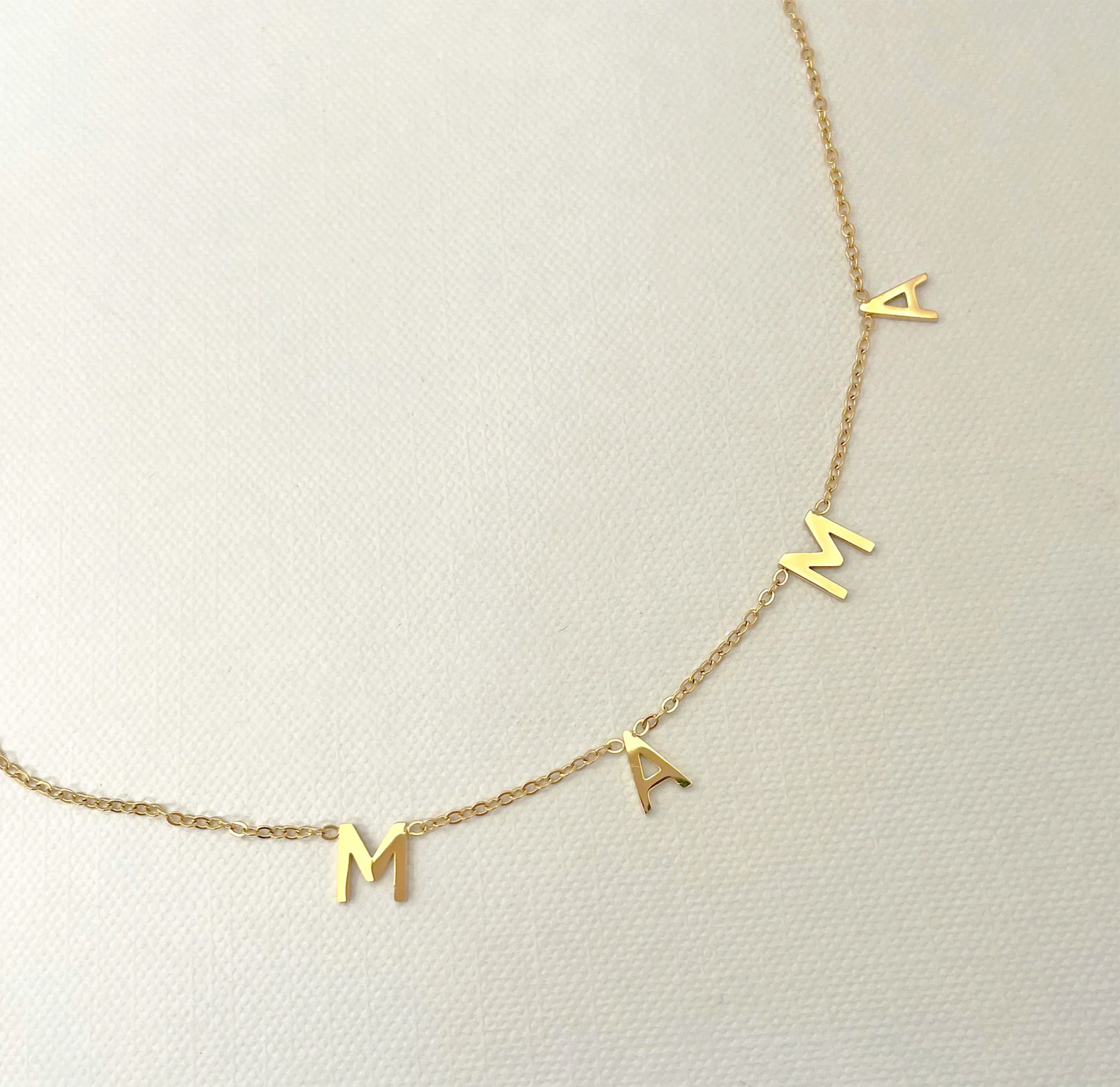 MAMA GOLD DAINTY LETTER NECKLACE